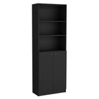Set of Two 71" Black Five Tier Bookcase With Two Doors  Warm Home View