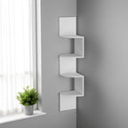 52" White Wood Wall Mounted Corner Shelf  Warm Home View
