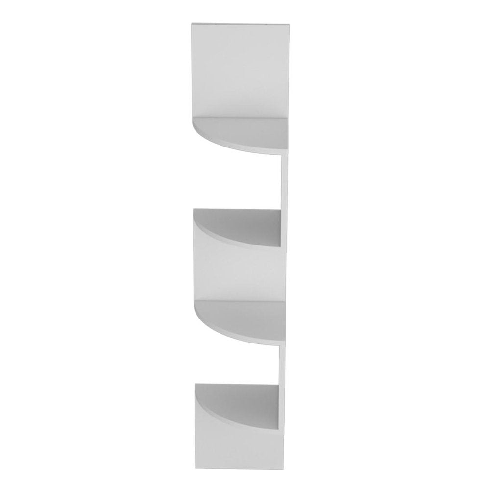 52" White Wood Wall Mounted Corner Shelf  Warm Home View