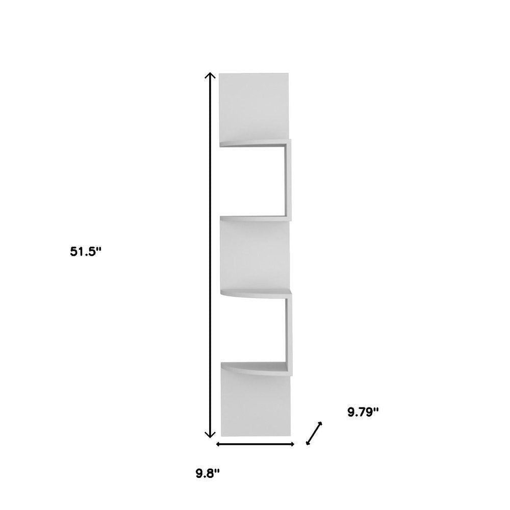 52" White Wood Wall Mounted Corner Shelf  Warm Home View