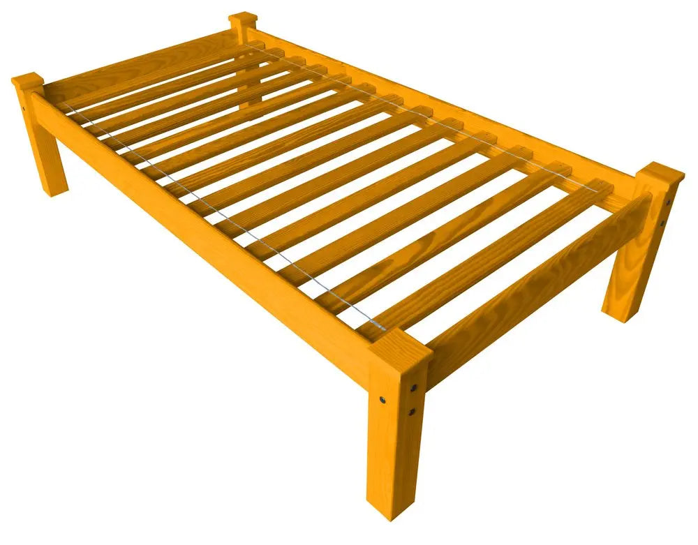Yellow Solid Wood Twin Bed - Yellow Solid Pine - 1 Piece  Warm Home View