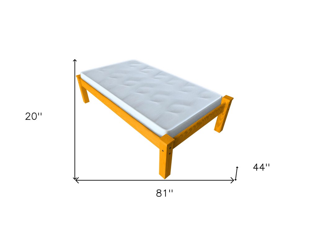 Yellow Solid Wood Twin Bed Frame  Warm Home View
