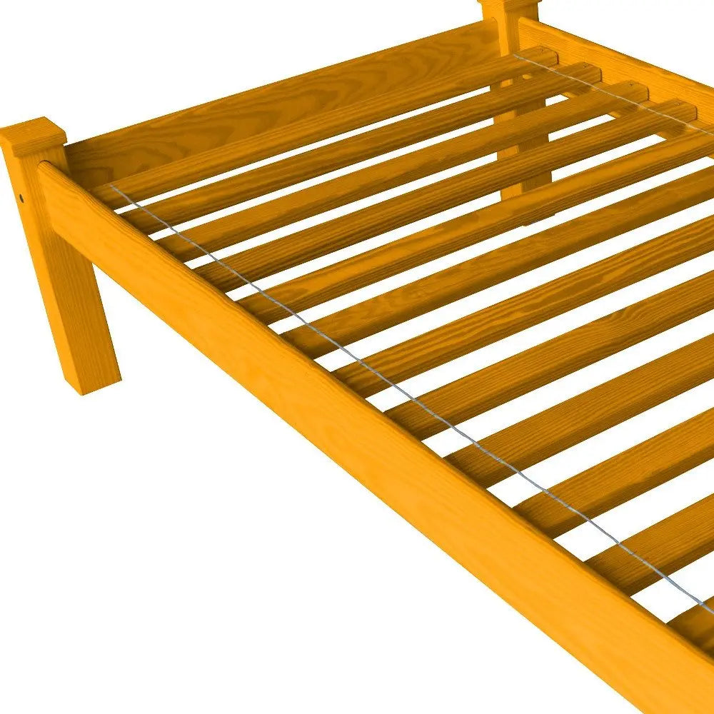 Yellow Solid Wood Twin Bed - Yellow Solid Pine - 1 Piece  Warm Home View