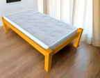 Yellow Solid Wood Twin Bed - Yellow Solid Pine - 1 Piece  Warm Home View