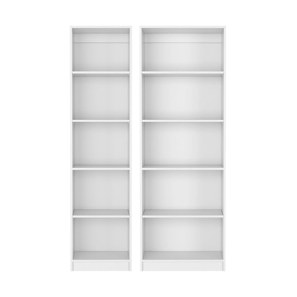 Set of Two White Wood Five Tier Modular Bookcase  Warm Home View