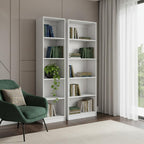 Set of Two White Wood Five Tier Modular Bookcase  Warm Home View
