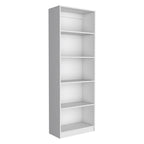 Set of Two White Wood Five Tier Modular Bookcase with Two Doors  Warm Home View