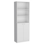 Set of Two White Wood Five Tier Modular Bookcase with Two Doors  Warm Home View
