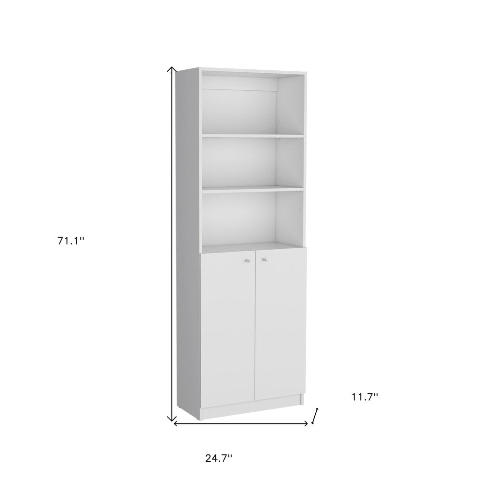 Set of Two White Wood Five Tier Modular Bookcase with Two Doors  Warm Home View