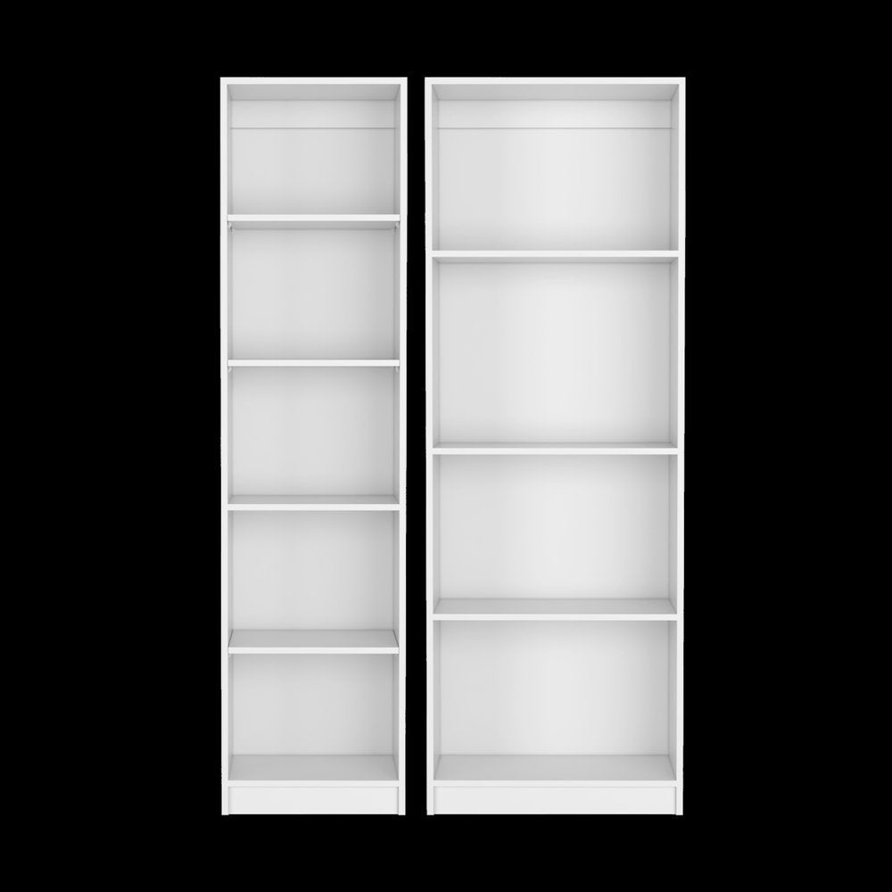 Set of Two White Wood Nine Tier Modular Bookcase  Warm Home View