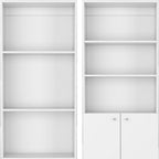 Set of Two White Wood Seven Tier Modular Bookcase with Two Doors  Warm Home View