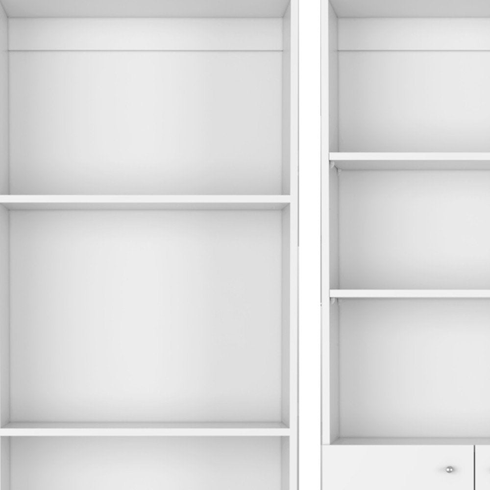 Set of Two White Wood Seven Tier Modular Bookcase with Two Doors  Warm Home View
