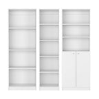 Set of Three White Wood Twelve Tier Modular Bookcase with Two Doors  Warm Home View