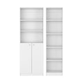 Set of Two White Wood Five Tier Modular Bookcase with Two Doors  Warm Home View