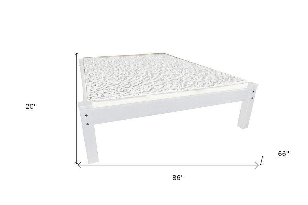 White Solid Wood Queen Bed Frame  Warm Home View