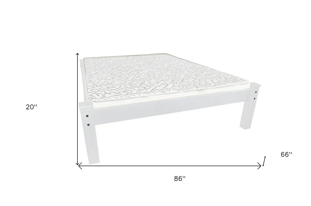 White Solid Wood Queen Bed - White Solid Pine - 1 Piece  Warm Home View