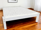 White Solid Wood Queen Bed - White Solid Pine - 1 Piece  Warm Home View