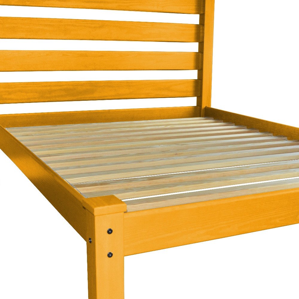 Yellow Solid Wood Twin Bed Frame  Warm Home View