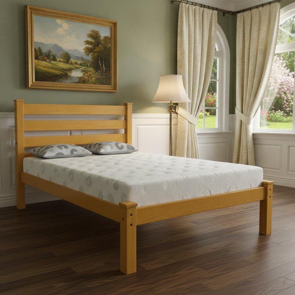 Yellow Solid Wood Twin Bed Frame  Warm Home View