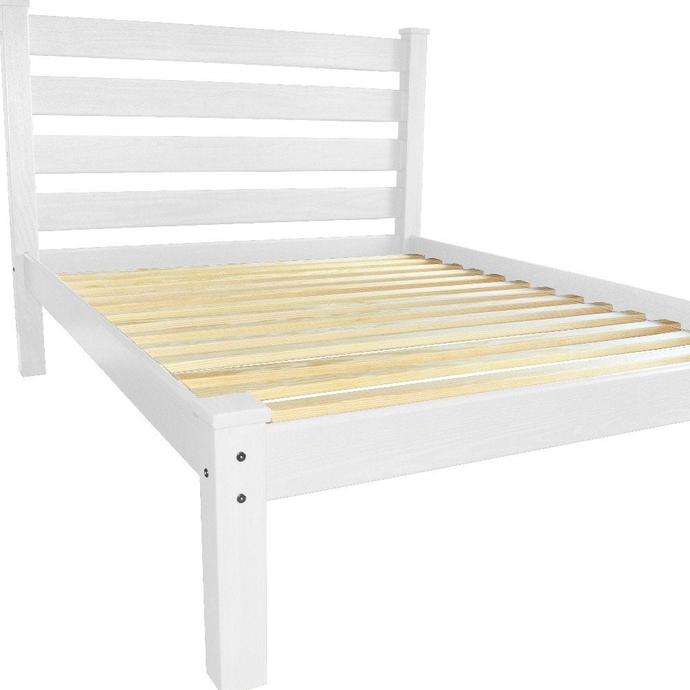 White Solid Wood Twin Bed Frame  Warm Home View