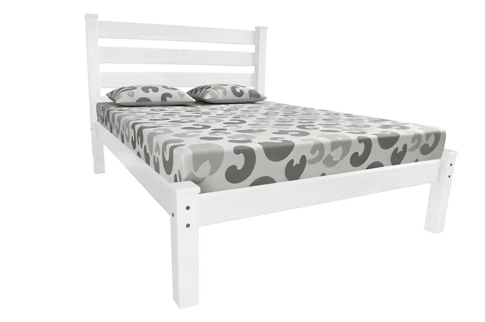 White Solid Wood Twin Bed - White Solid Pine - 1 Piece  Warm Home View