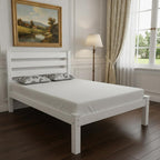 White Solid Wood Twin Bed Frame  Warm Home View