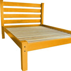Yellow Solid Wood Queen Bed - Yellow Solid Pine - 1 Piece  Warm Home View