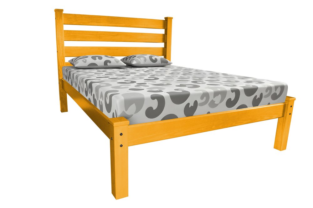 Yellow Solid Wood Queen Bed Frame  Warm Home View
