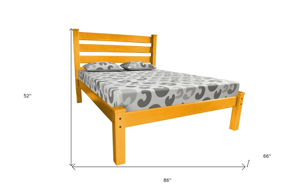 Yellow Solid Wood Queen Bed Frame  Warm Home View
