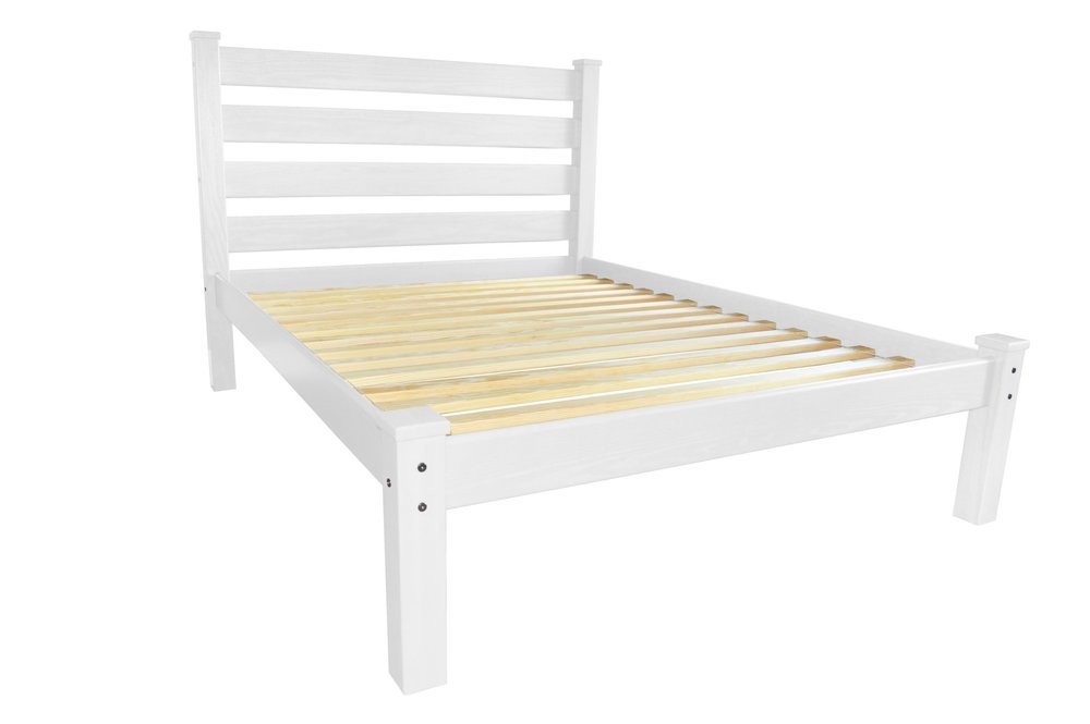 White Solid Wood Queen Bed Frame  Warm Home View