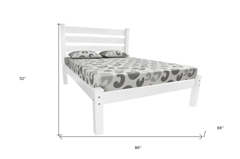 White Solid Wood Queen Bed Frame  Warm Home View