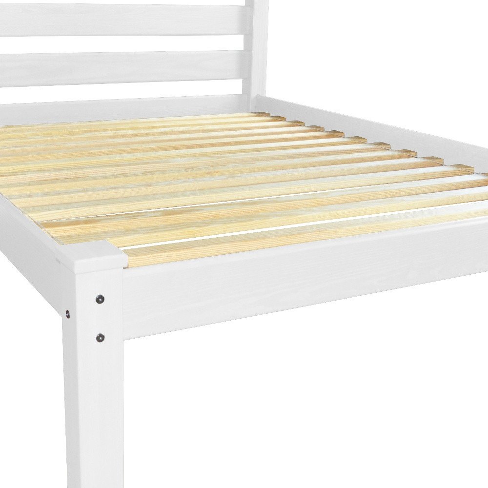White Solid Wood Queen Bed Frame  Warm Home View