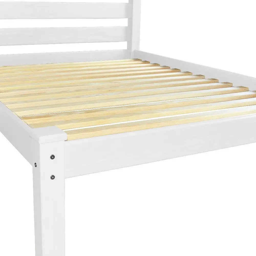 White Solid Wood Queen Bed - White Solid Pine - 1 Piece  Warm Home View