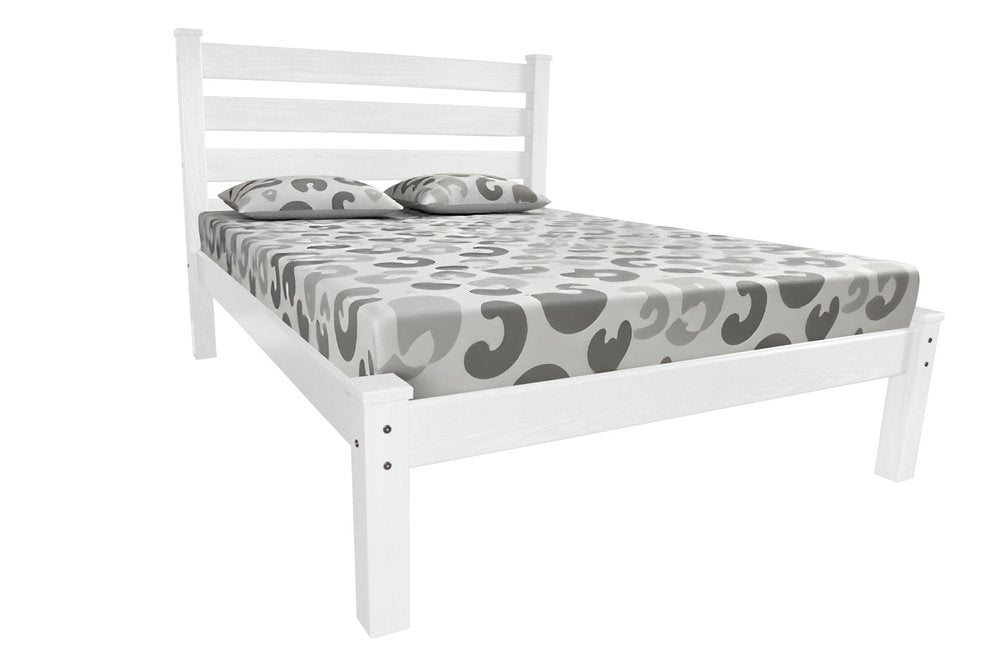 White Solid Wood Queen Bed Frame  Warm Home View