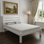 White Solid Wood Queen Bed Frame  Warm Home View