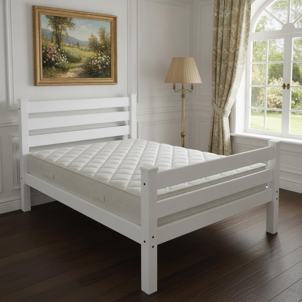 White Solid Wood Twin Bed Frame  Warm Home View