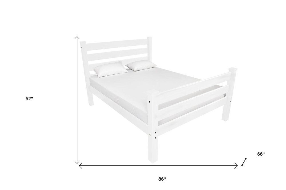 White Solid Wood Queen Bed Frame  Warm Home View