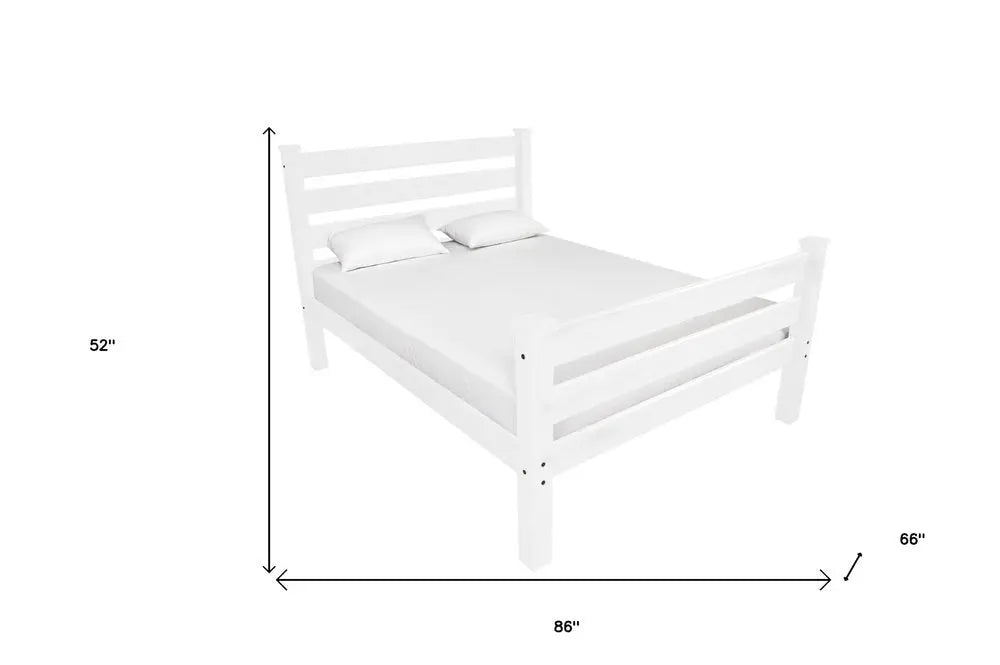 White Solid Wood Queen Bed - White Solid Pine - 1 Piece  Warm Home View