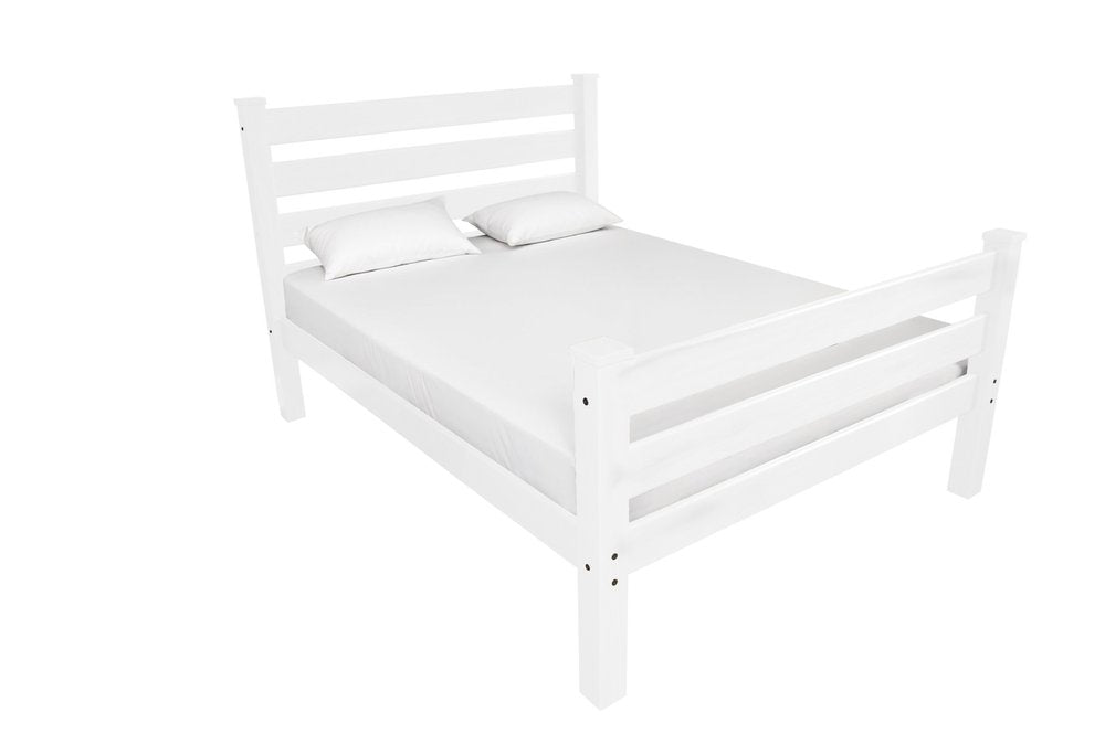 White Solid Wood Queen Bed Frame  Warm Home View