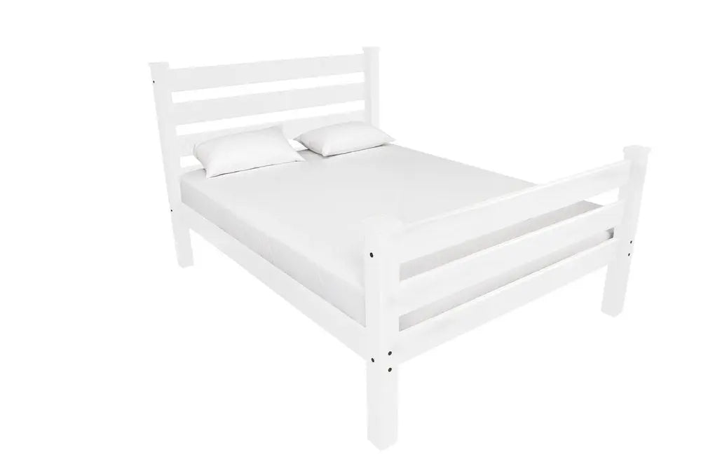 White Solid Wood Queen Bed - White Solid Pine - 1 Piece  Warm Home View