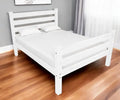 White Solid Wood Queen Bed - White Solid Pine - 1 Piece  Warm Home View