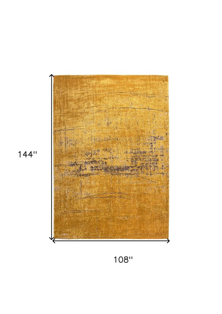 9' X 13' Yellow And Brown Chevron ,Washable, Area Rug  Warm Home View