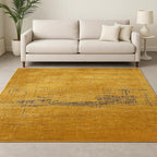 9' X 13' Yellow And Brown Chevron ,Washable, Area Rug  Warm Home View