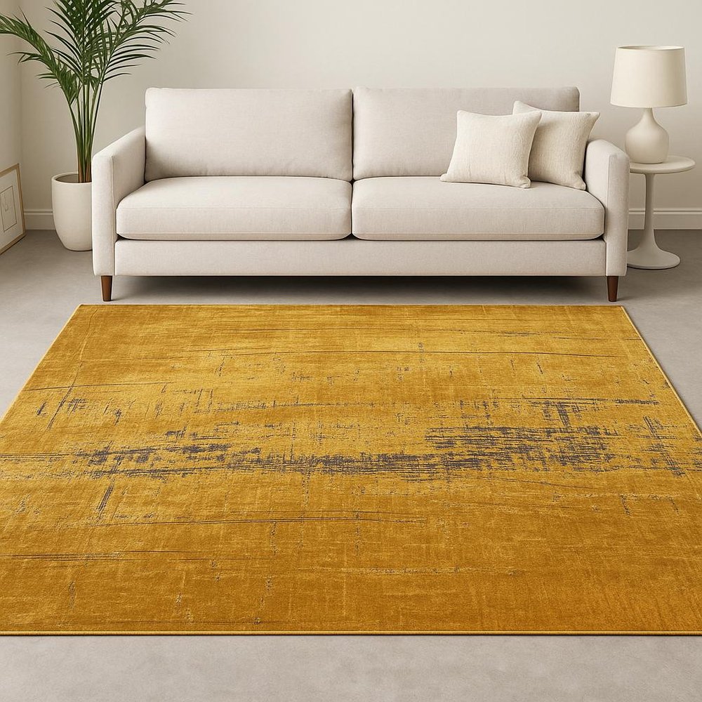 9' X 13' Yellow And Brown Chevron ,Washable, Area Rug  Warm Home View