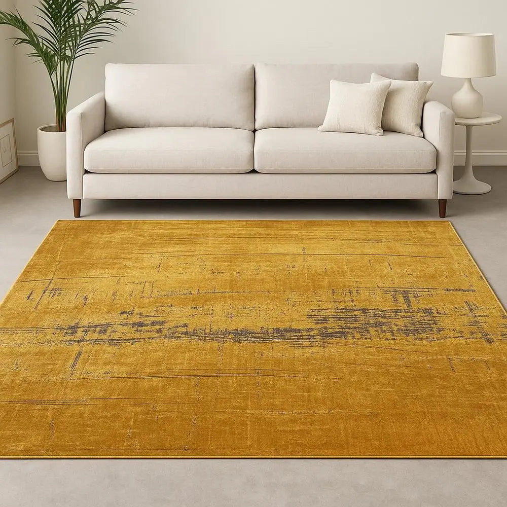 9' X 13' Yellow And Brown Chevron ,Washable, Area Rug  Warm Home View