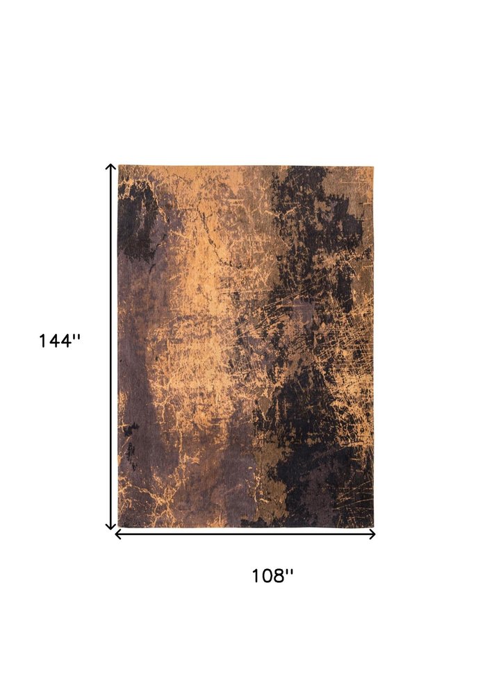 9' X 13' Yellow and Brown Abstract Non Skid Area Rug  Warm Home View