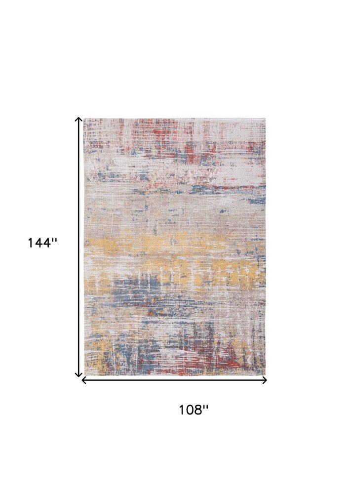 9' X 13' White Abstract Non Skid Area Rug  Warm Home View