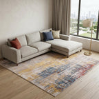9' X 13' White Abstract Non Skid Area Rug  Warm Home View