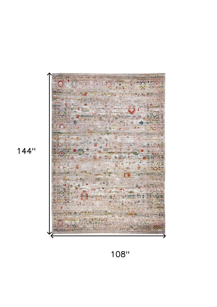 9' X 13' White Oriental Non Skid Area Rug  Warm Home View