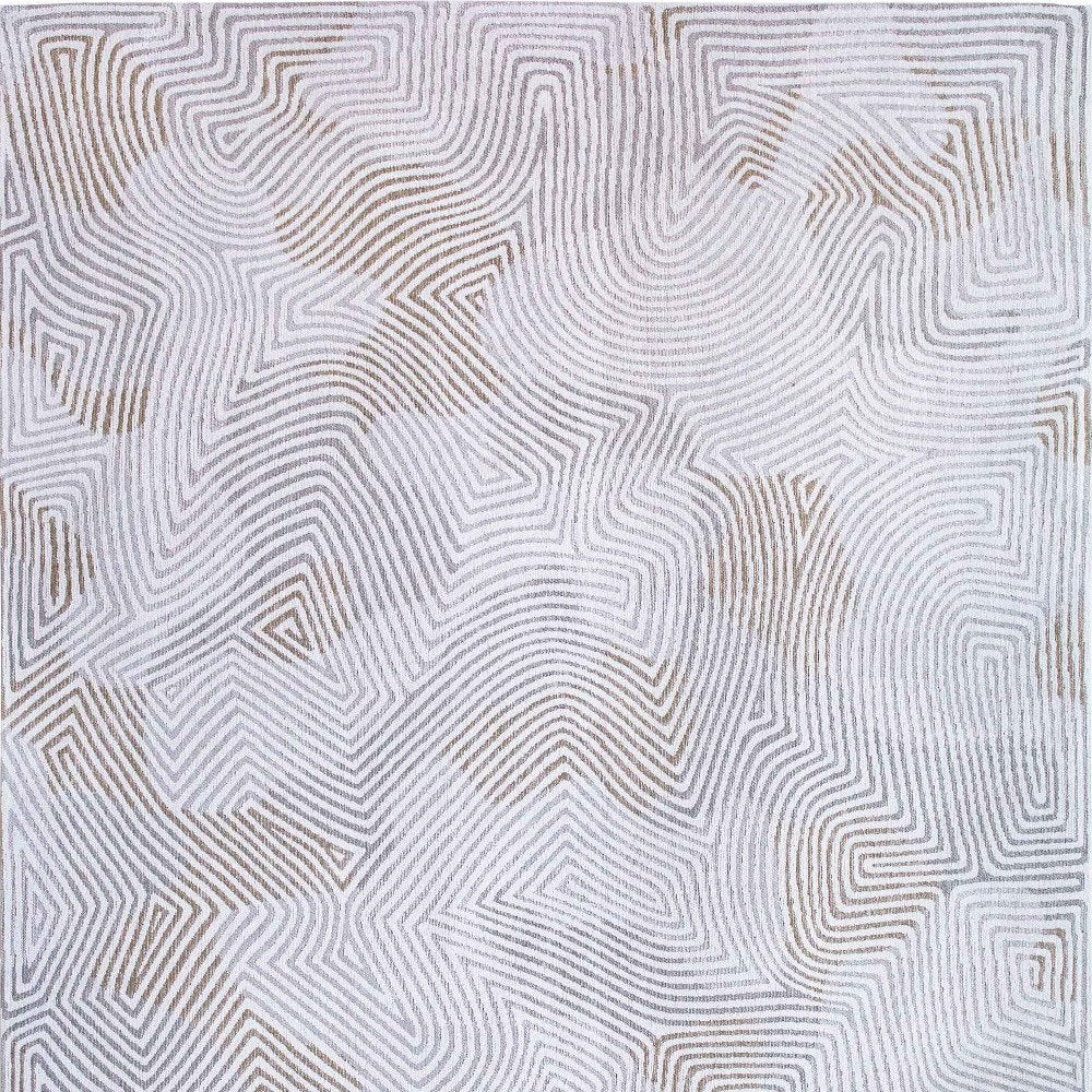 9' X 13' White Abstract Non Skid Area Rug  Warm Home View
